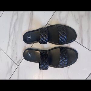 Black Braided Slide Sandals